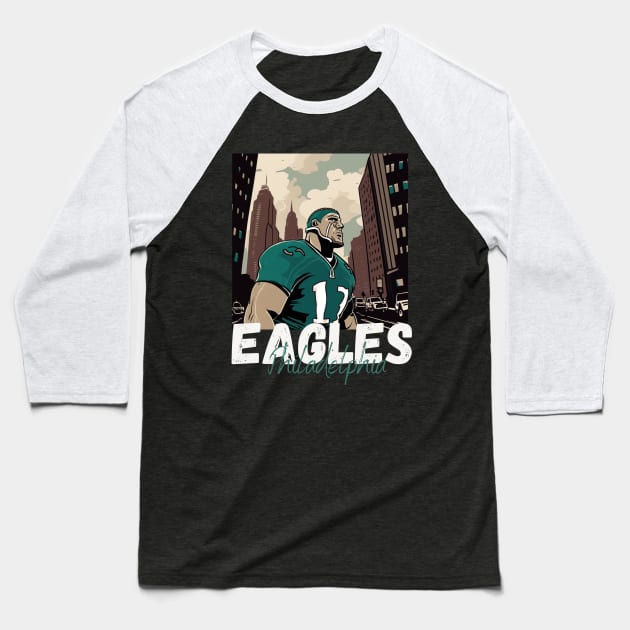 Philadelphia eagles football player graphic design cartoon style beautiful artwork Baseball T-Shirt by Nasromaystro